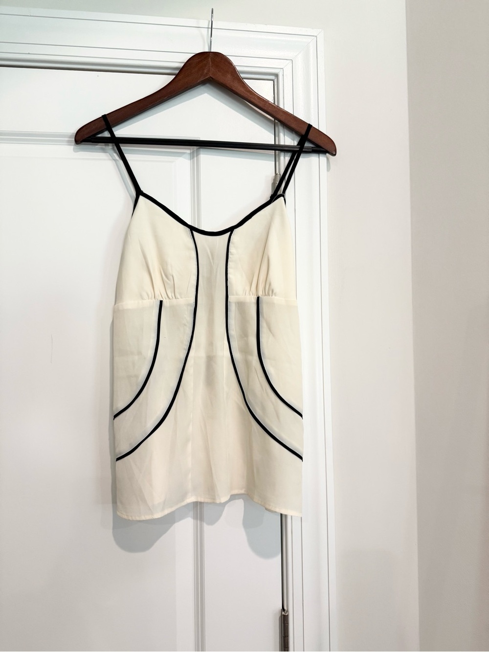 NWT LC Lauren Conrad Cream Cami with Black Piping Detail